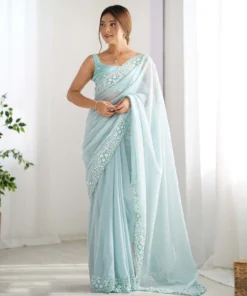 Georgette Saree Light Blue